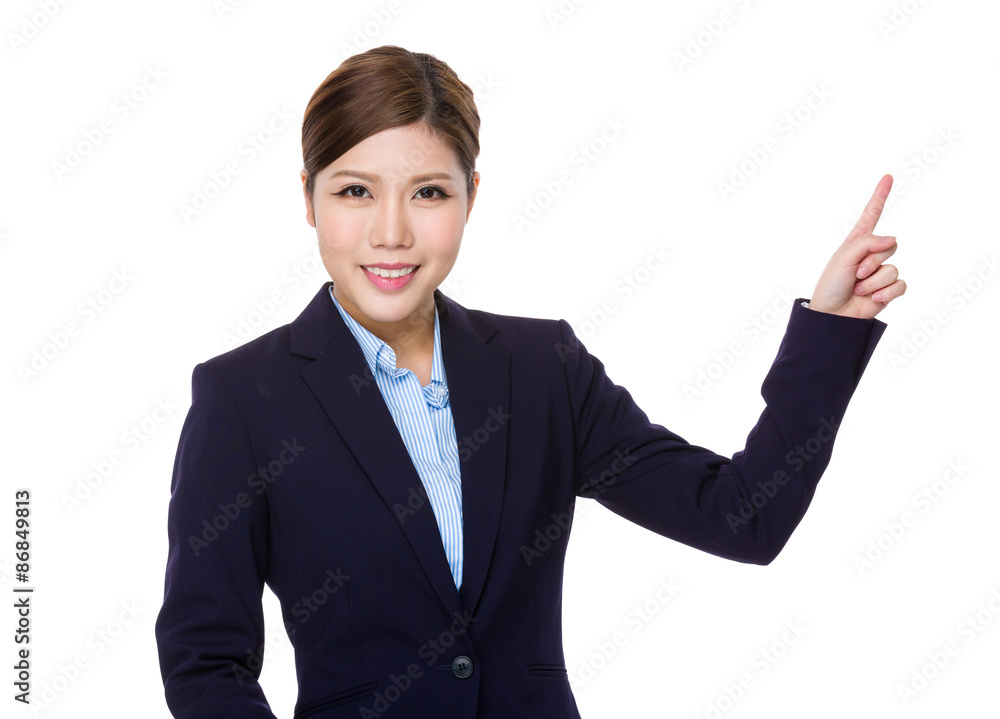 Asian businesswoman with finger point up Asian businesswoman with finger point up