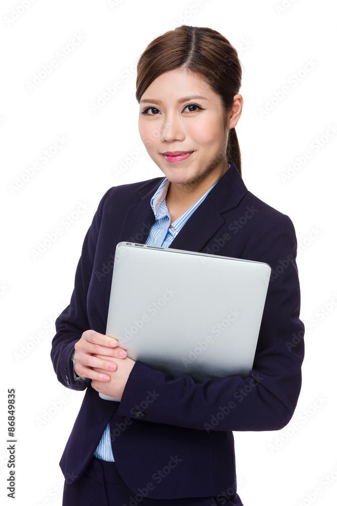 Businesswoman hold with laptop computer Businesswoman hold with laptop computer