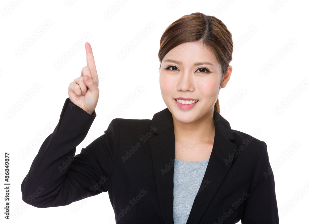 Businesswoman with finger point up Businesswoman with finger point up