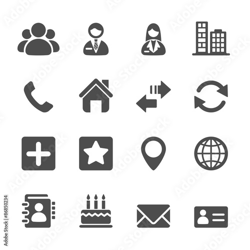 contact icon set, vector eps10