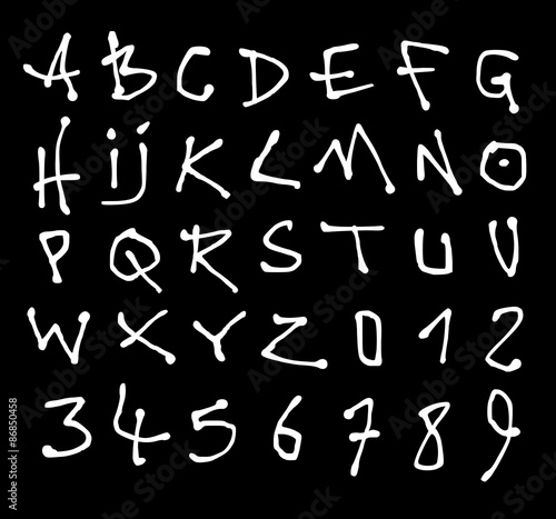 liquid font and number alphabet over black