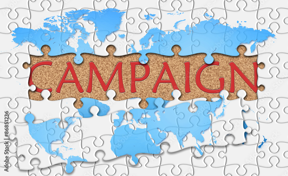 Jigsaw puzzle reveal  word campaign