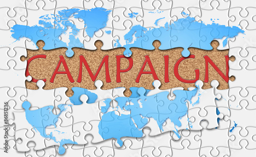 Jigsaw puzzle reveal word campaign