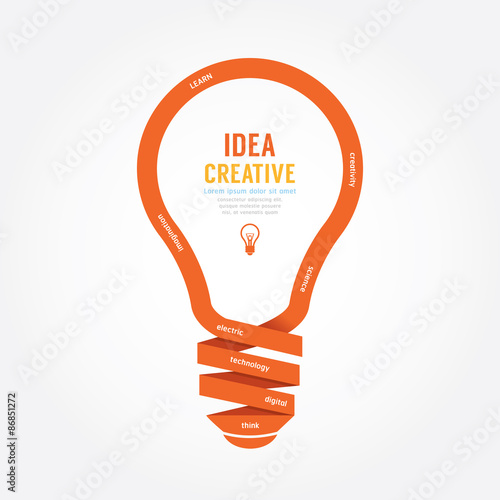 vector light bulb ribbon paper design creative line style.