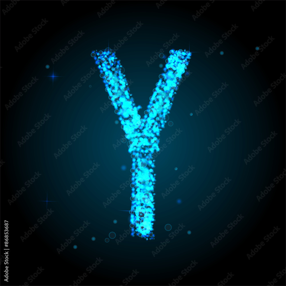 Alphabets  of blue glittering stars of Illustration
