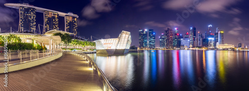 Canvas Print Landscape of the Singapore financial district and business building at night life view