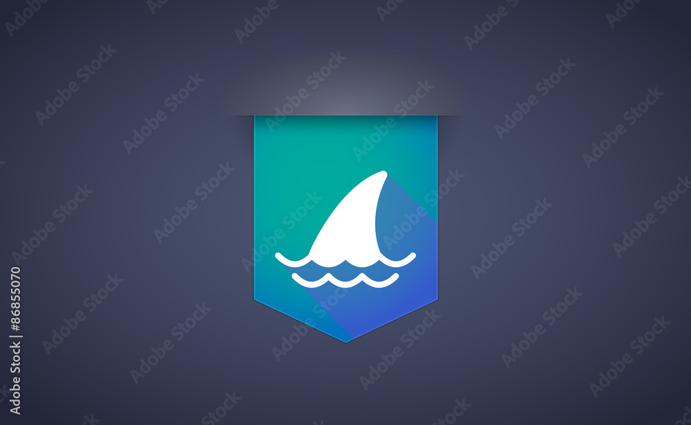 Long shadow ribbon icon with a shark fin Long shadow ribbon icon with a shark fin