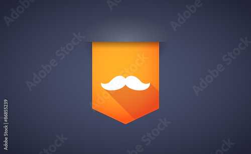 Long shadow ribbon icon with a moustache