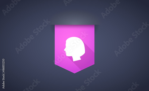 Long shadow ribbon icon with a female head