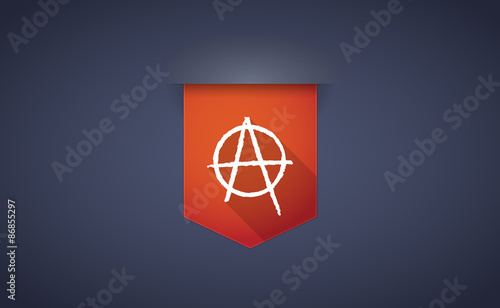Long shadow ribbon icon with an anarchy sign