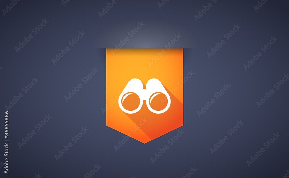 Long shadow ribbon icon with a binoculars Long shadow ribbon icon with a binoculars