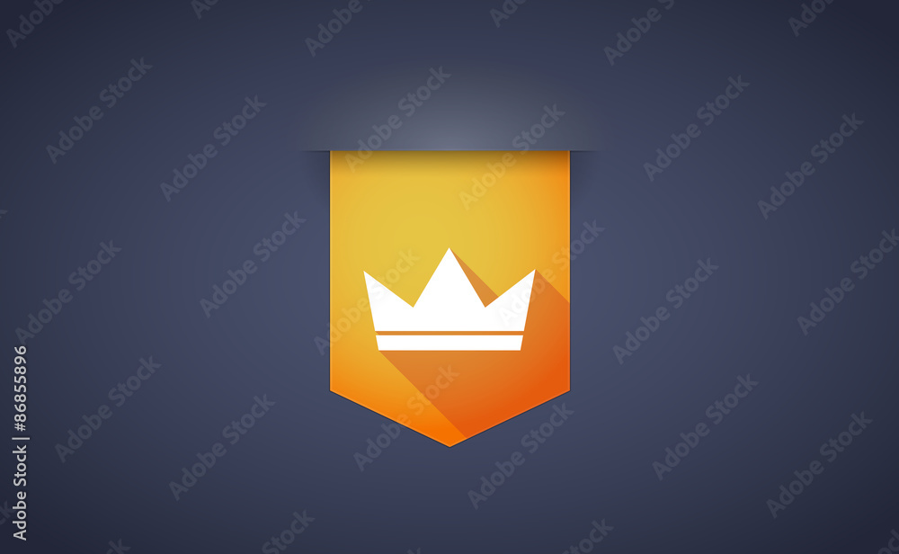 Long shadow ribbon icon with a crown Long shadow ribbon icon with a crown