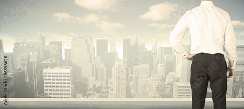 Businessman with city view
