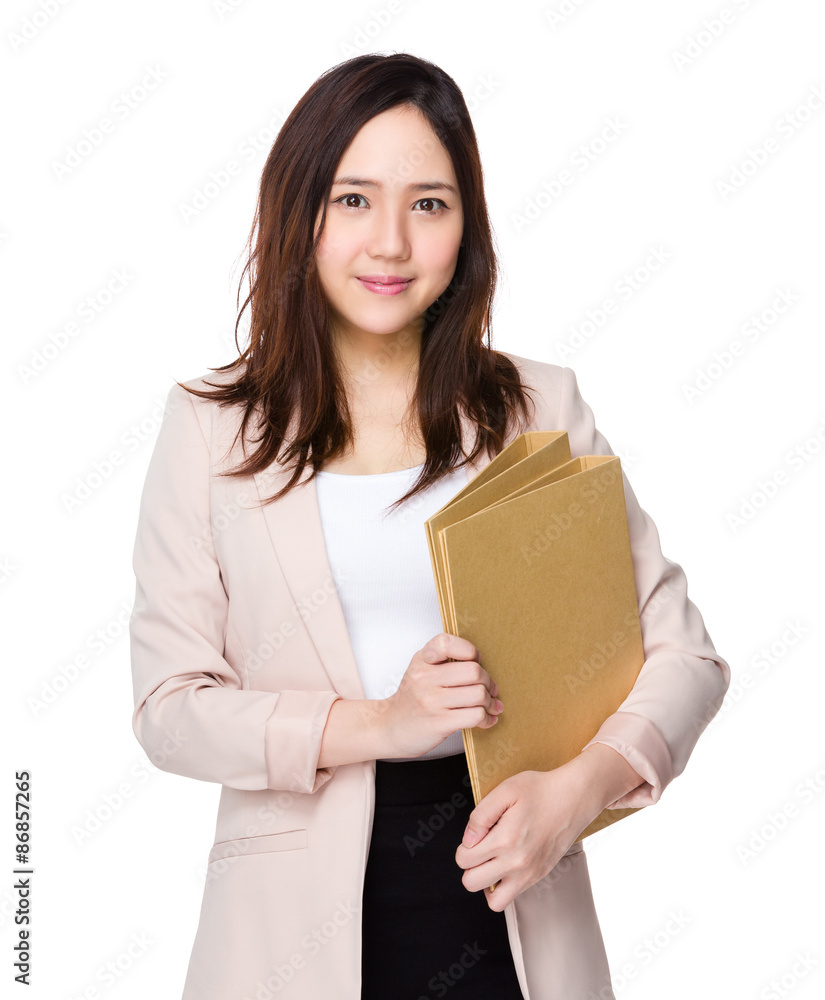 Young businesswoman hold with folder Young businesswoman hold with folder