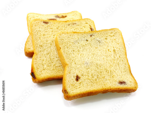 cinnamon raisin bread isolated on a white background