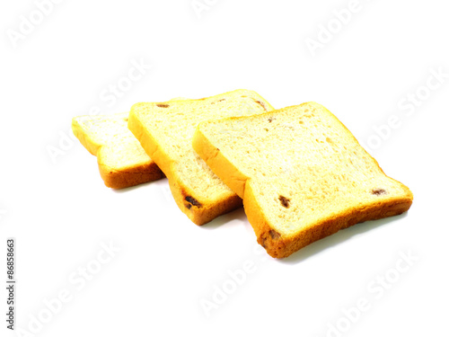 cinnamon raisin bread isolated on a white background