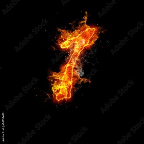 Number one fire on a black background