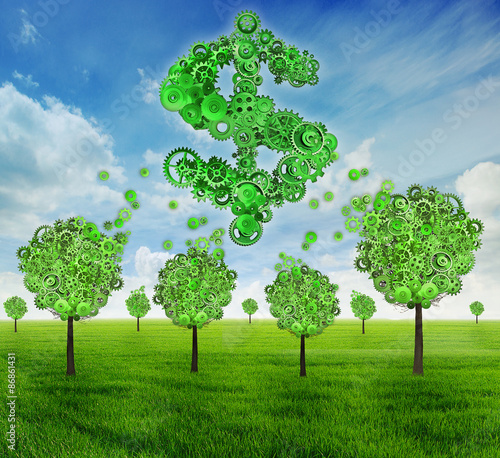 Business investment economics tree shaped as dollar sign