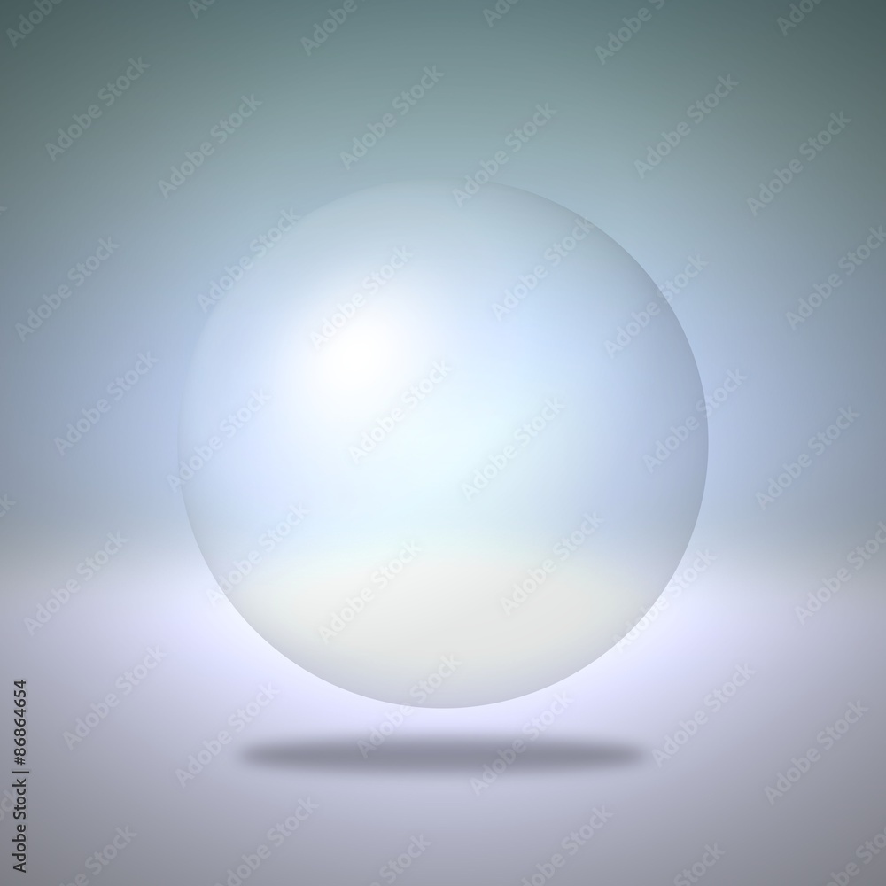Transparent sphere on blue background