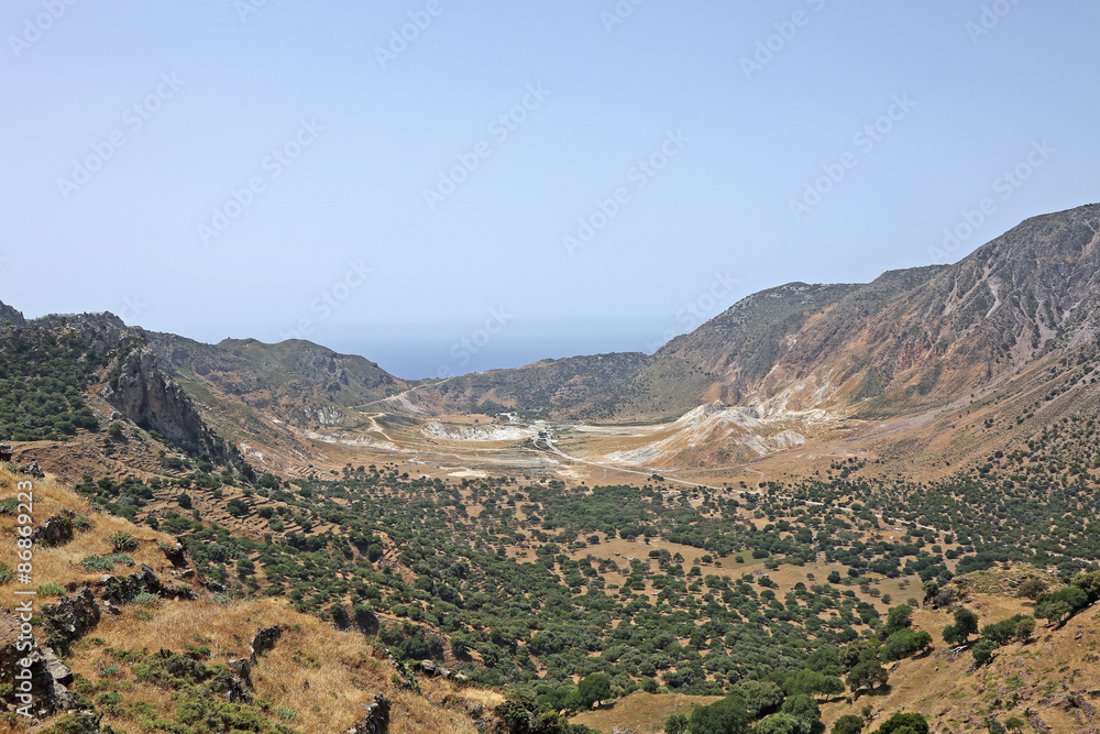 Blick in den Krater von Nisyros, Griechenland