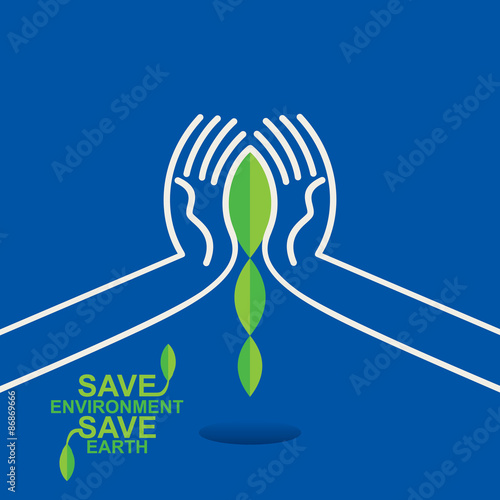 leaf safe in hand save environment concept 