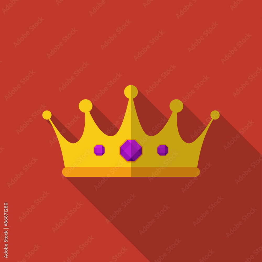 Flat crown with long shadow. Vector icon Flat crown with long shadow. Vector icon
