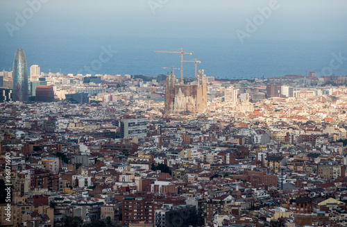 Aerial view from Tibidabo mountain in Barcelona, Spain