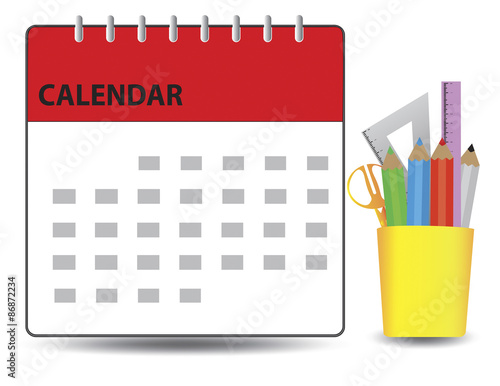 Blank Calendar with office supplies