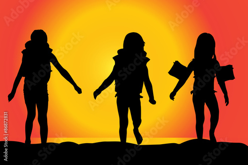 Vector silhouette of children.