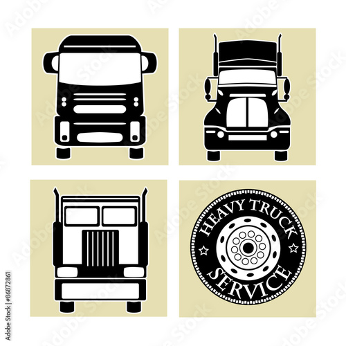 vector illustration set icons heavy truck automobile service