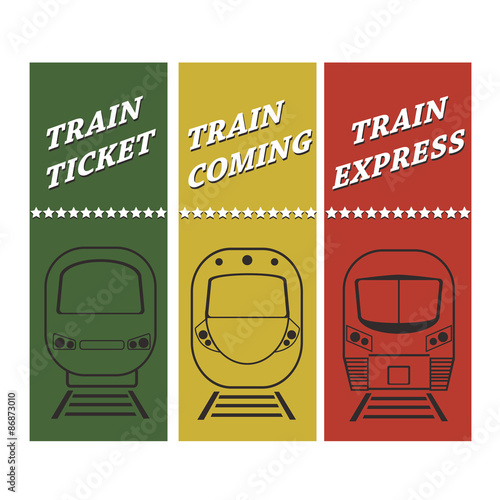 vector set silhouette modern express train front