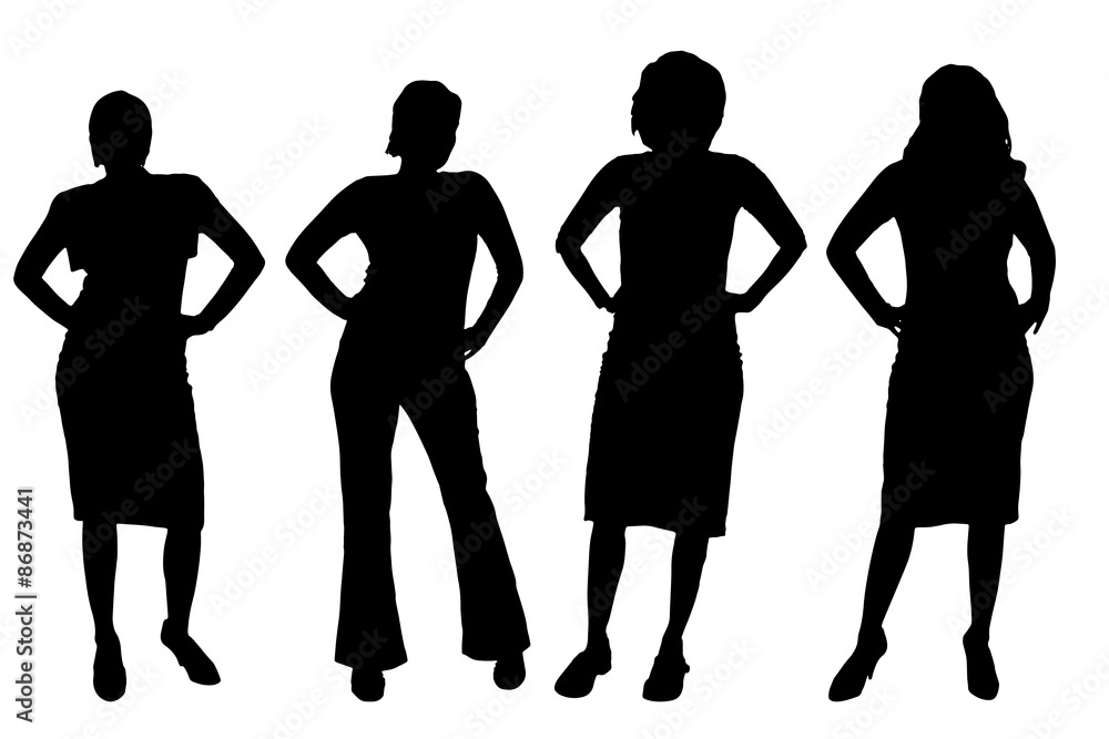 Vector silhouettes of women.