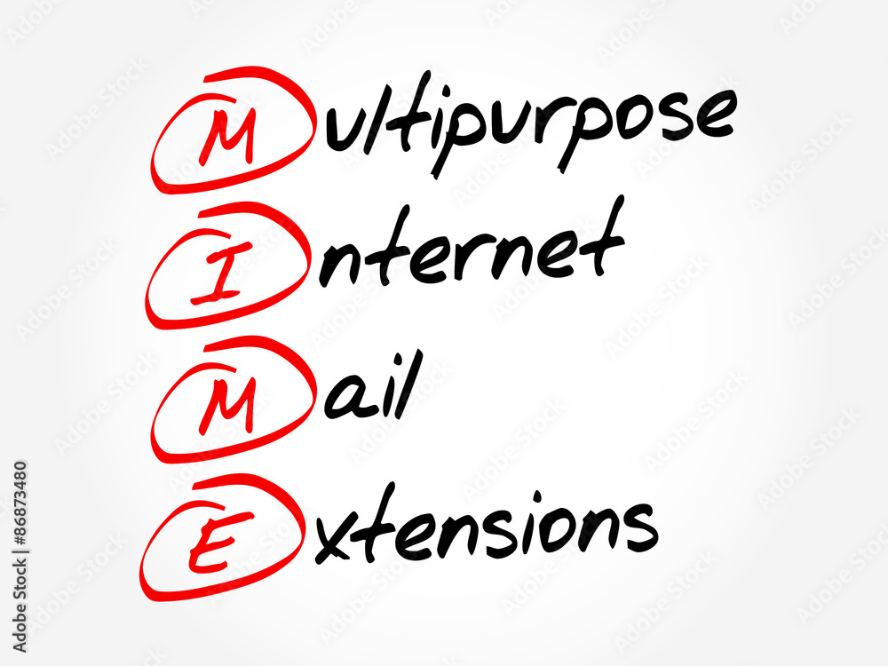 MIME - Multipurpose Internet Mail Extensions, acronym business concept MIME - Multipurpose Internet Mail Extensions, acronym business concept