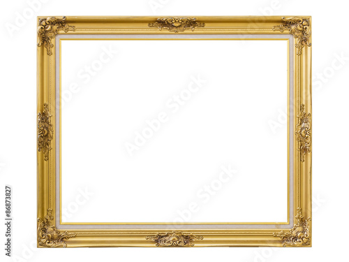 Gold louise photo frame over white background,isolated object