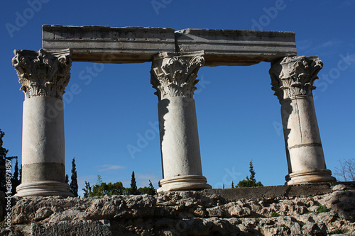 Ancient columns in Corinth, Greece