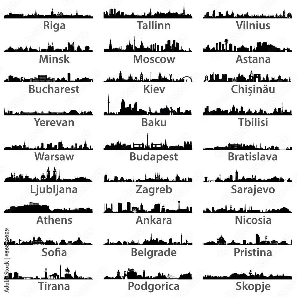 Naklejka premium vector set of East European cities