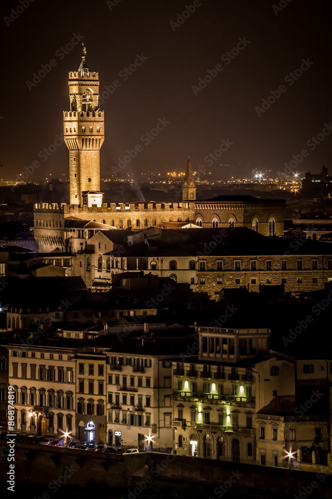 Naklejka premium Florence by Night. Landscape from Piazzale Michelangelo