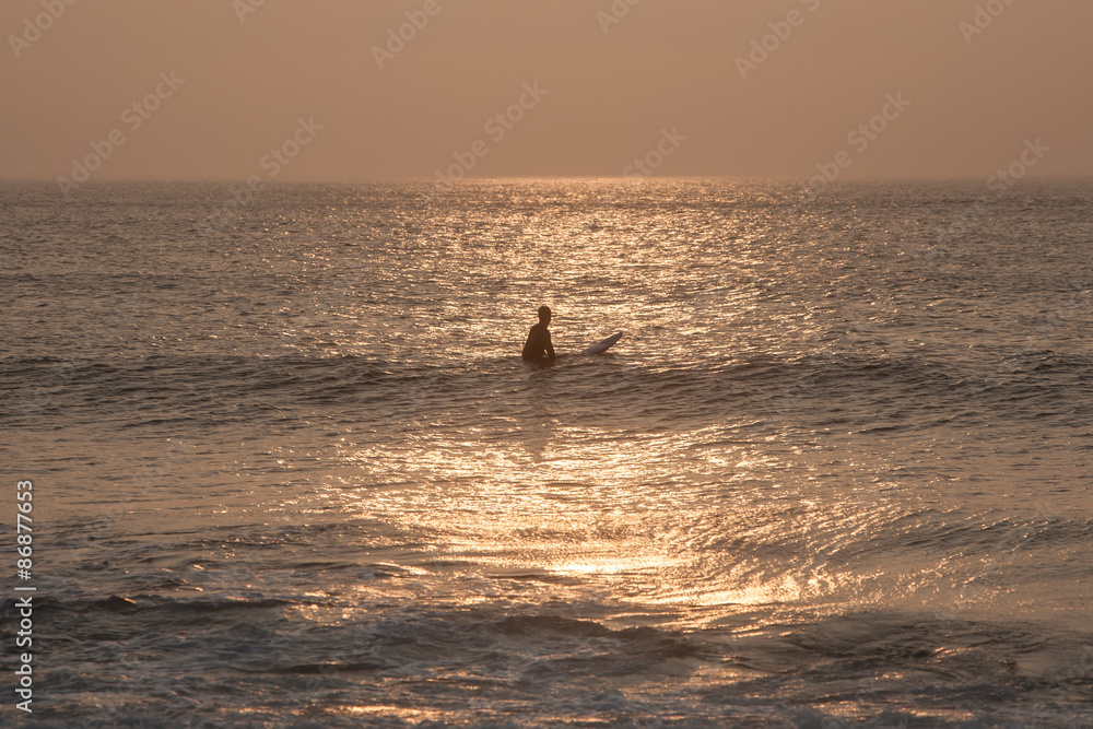 Surfer Waiting for Wave off Cape Cod