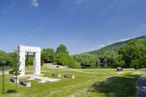 Photography The Iron Curtain Monument on Danube quay river in Bratislava, Devin, Slovakia