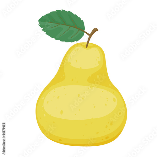 Yellow pear simple cartoon style vector illustration.