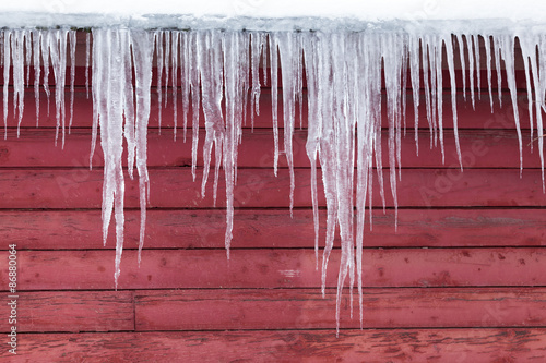 Ice on a Red Barn
