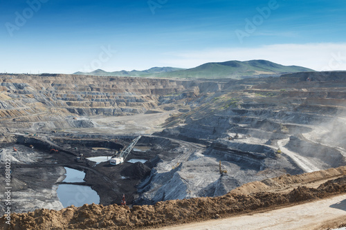 Work machinery in quarry for the extraction of coal