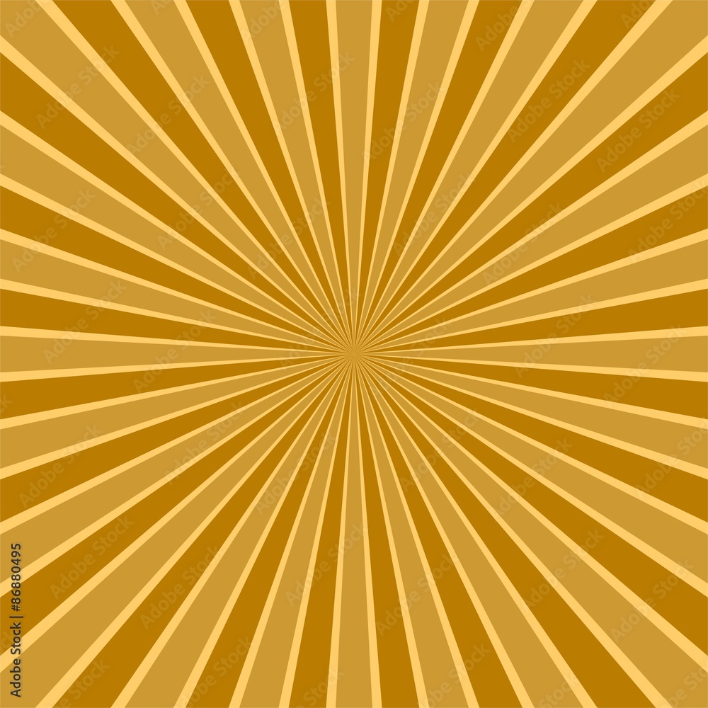 Three-color abstract background of golden rays