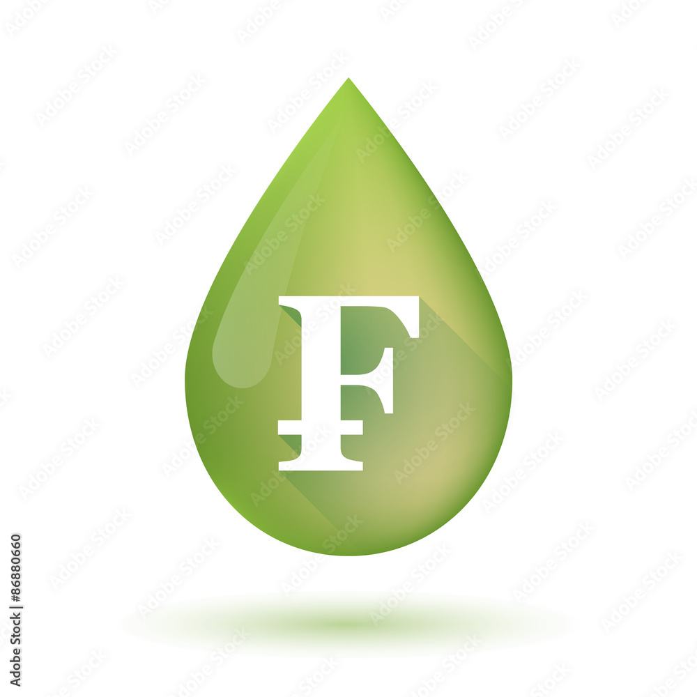 Olive oil drop icon with a swiss franc sign Olive oil drop icon with a swiss franc sign