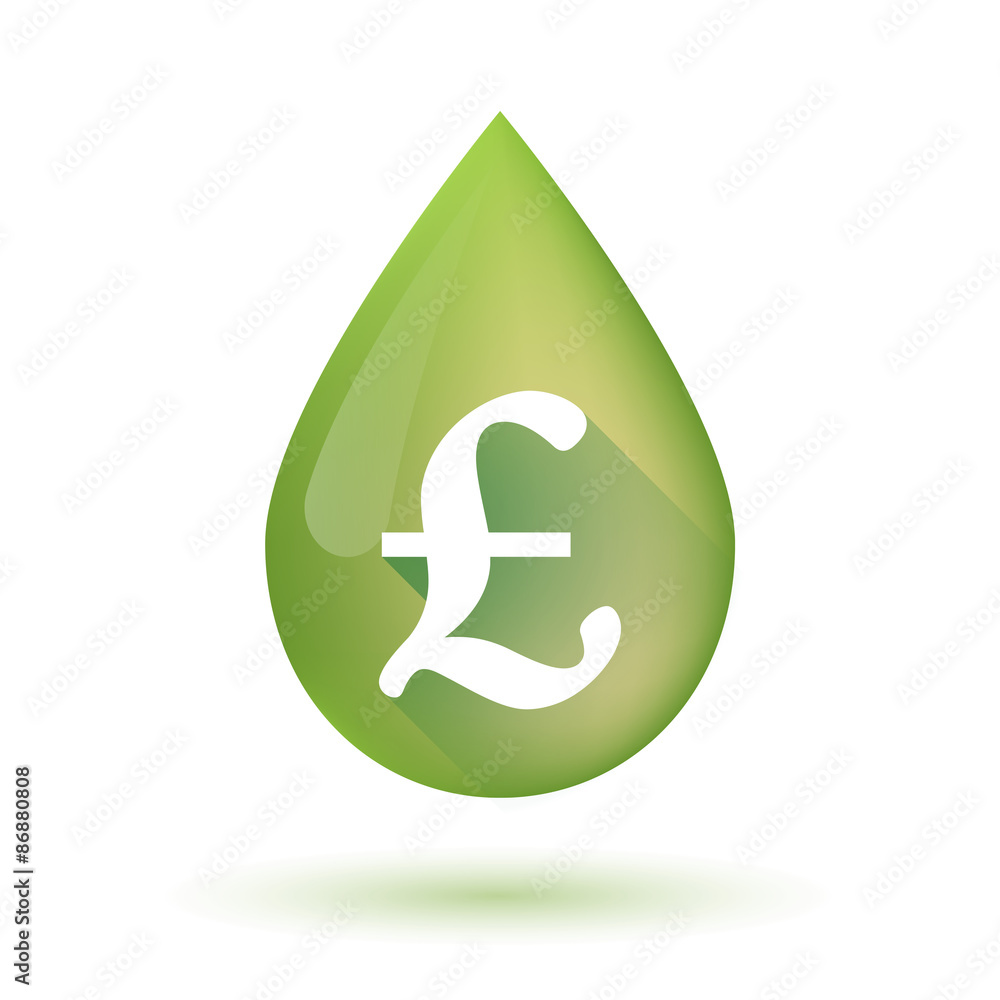 Olive oil drop icon with a pound sign Olive oil drop icon with a pound sign