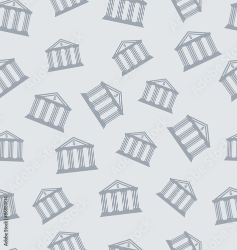 Seamless Pattern with Building of Bank