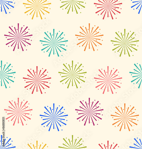 Seamless Pattern Colorful Firework for Holiday Celebration Event