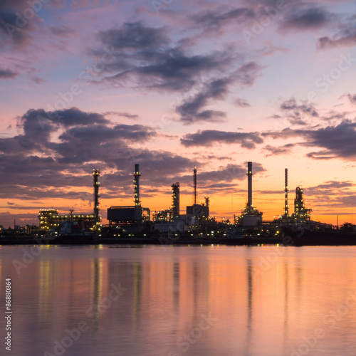 Silhouette oil and gas refinery  at sunrise Bangkok Thailand