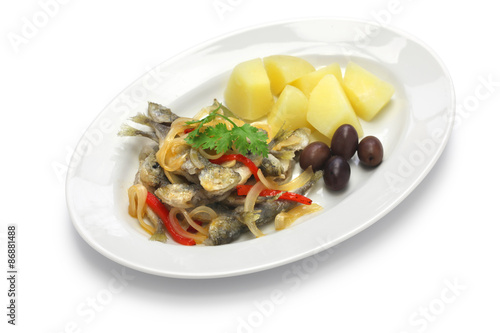 carapaus de escabeche, marinated fried horse mackerel photo