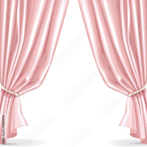Pink curtain isolated on a white background 2